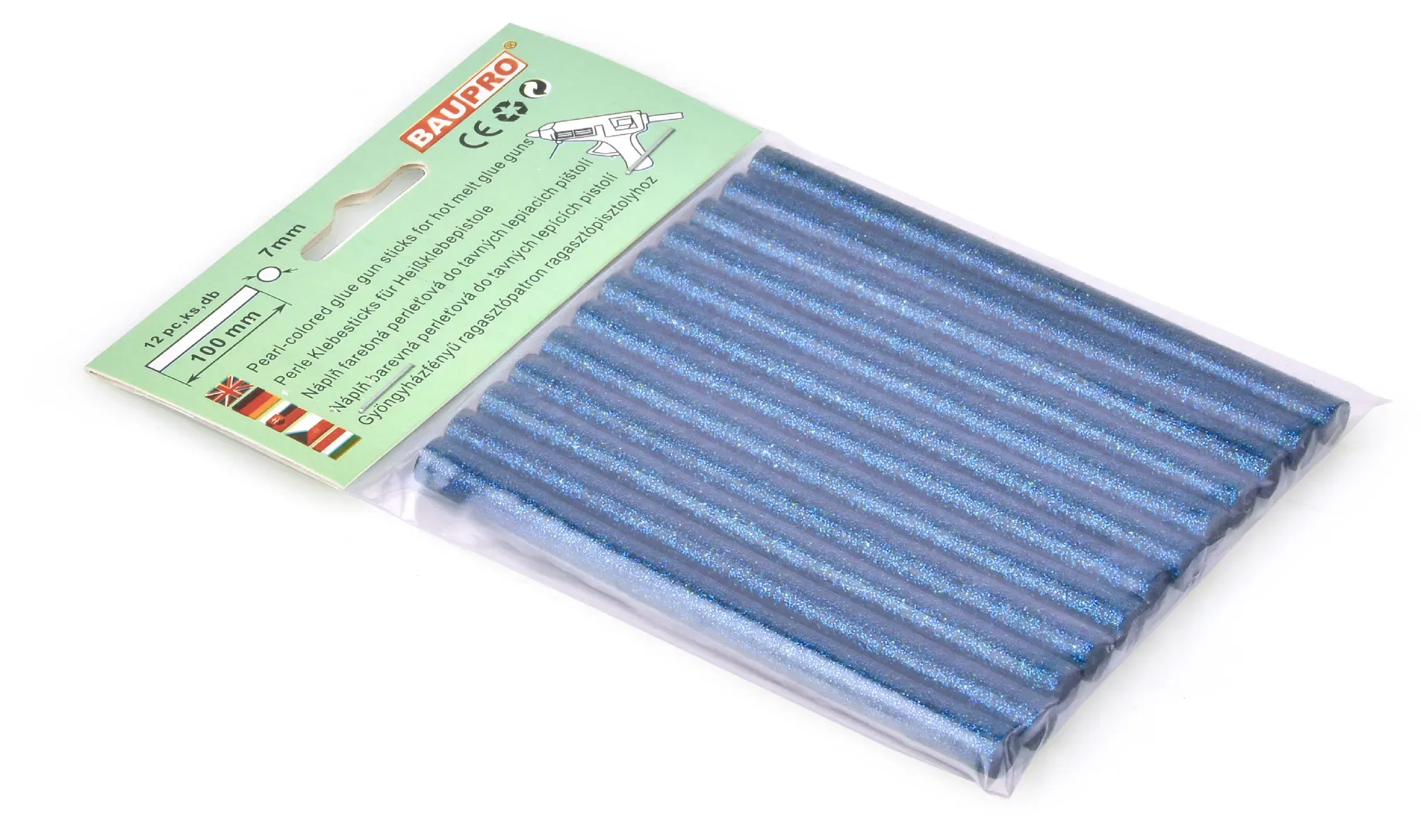 7mm Blau Perlmutt | 12er Pack | Klebesticks Baupro
