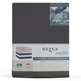 Setex Feinbiber Spannbettlaken, 180 x 200 cm großes Spannbetttuch, 100 % Baumwolle, Bettlaken in Anthrazit