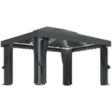 vidaXL Pavillon mit Vorhängen LED-Lichterkette 4 x 3 m Anthrazit