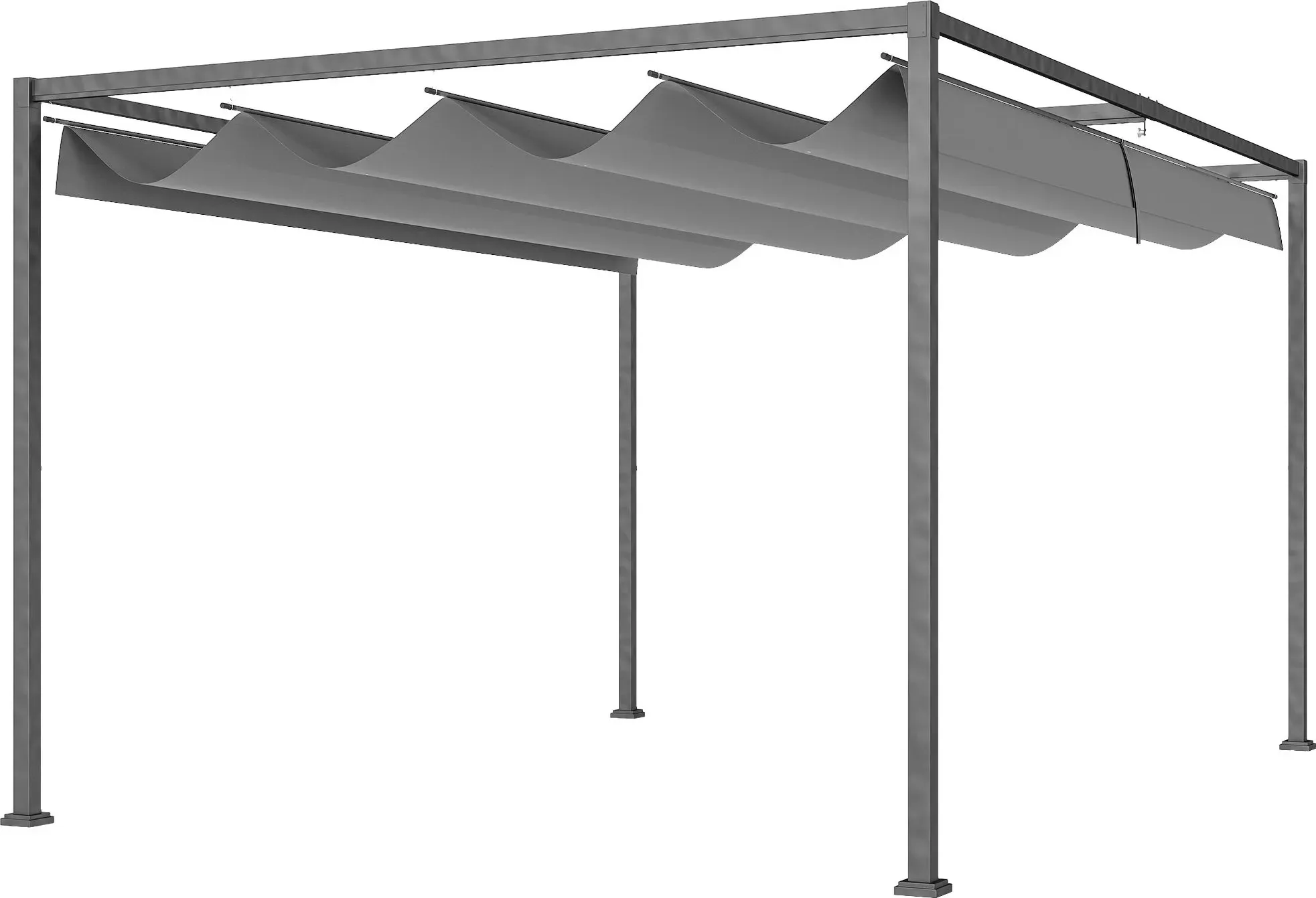 Outsunny Pergola 4x3m Garten Pavillon, Terrassendachung aus Stahl, Gartenpavillon mit verstellbares Dach, Freistehend, Sonnenschutz für Terrasse und Garten, Dunkelgrau   Aosom