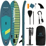 LifeGoods SUP Board Set - Aufblasbare Stand Up Paddling Board - Komplettes Set inklusive Zubehör und Verstellbares Padel - Geeignet für Anfänger und Fortgeschrittene - Bis 100KG - 320x81cm