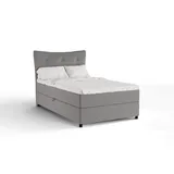 panda möbel Boxbett, Hellgrau, Holz, Mode, 120x200 cm, Oeko-Tex® Standard 100, Schlafzimmer, Betten, Boxspringbetten