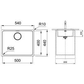 Franke Spüle MYTHOS MYX 110-50 für Unterbaumontage / Edelstahlspüle