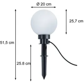 meineWunschleuchte Kleine Außen Kugelleuchte weiß mit Strom, Leuchtkugeln Wegbeleuchtung, 20cm