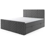 m-punkt Boxspringbett GENF mit Bettkasten 180 x 200 cm Anthrazit Bett Fussteil