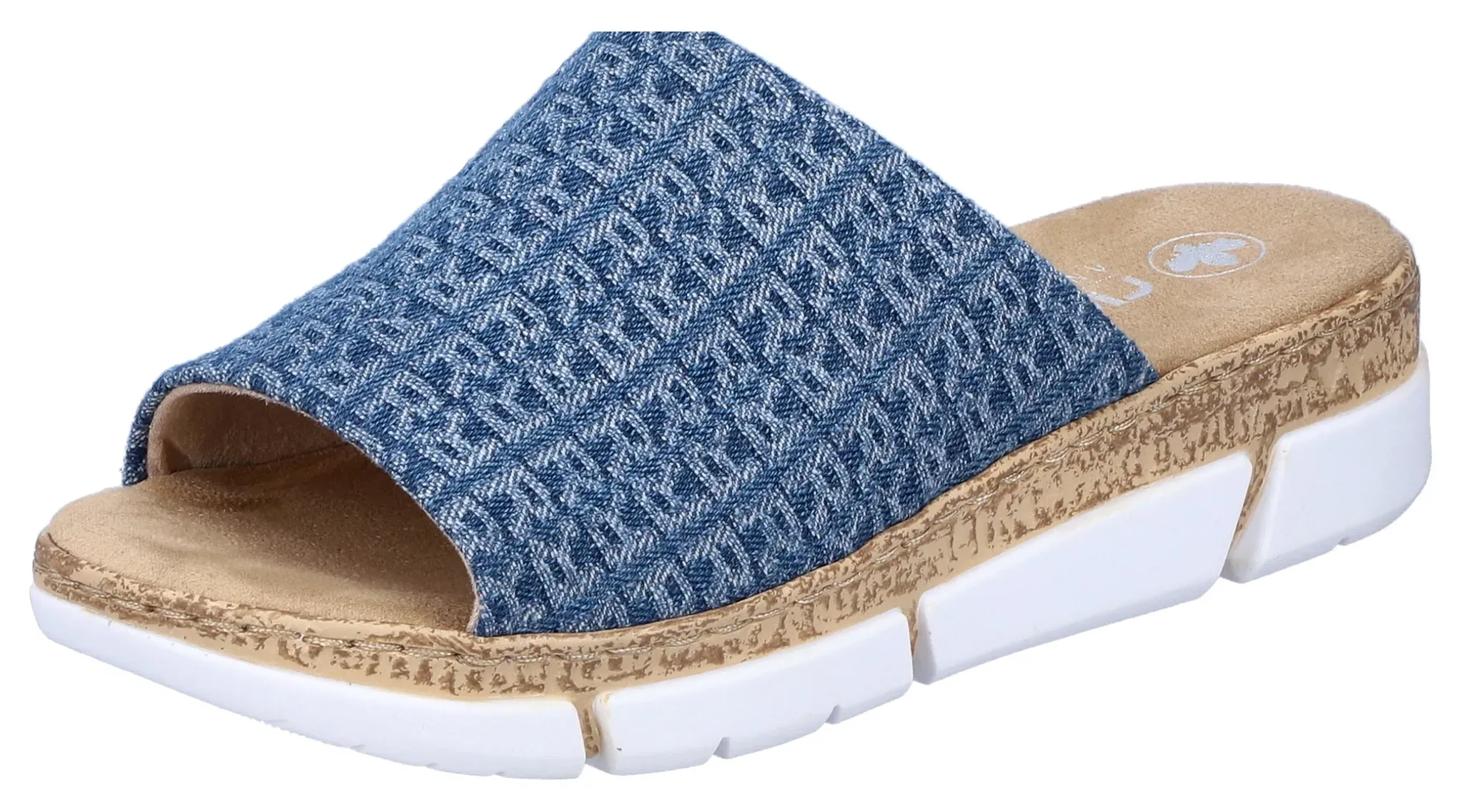 Rieker Pantolette, Keilabsatz, Sommerschuh, Schlappen zum Reinschlupfen Rieker jeansblau 43