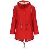 Modas Damen Regenmantel aus PU - Frauen Regenjacke gefüttert mit Teddy-Fleece Futter wasserdicht in Rot Größe 40 bis 42 - 40-42