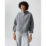 Opus Damen Jacke | HURLIE Regular Boxy Boucléjacke Easy Grey, 36 - 36