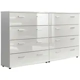 BMG Möbel Schubkastenkommode »Marbella-Kommoden-Set 1« (Schubkastenkommode Sideboard Kommode, 2 Schubkastenkommoden), Fronten und Oberboden in weiß Hochglanz, Made in Germany