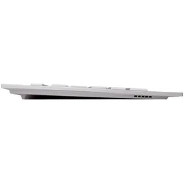 Cherry DW 8000, kabelloses Tastatur- und Maus-Set, EU-Layout (QWERTY), batteriebetrieben, ultraflache Tastatur, 3 Tasten-Maus mit Infrarotsensor, Weiß-Silber
