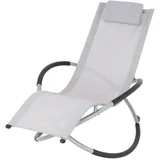ECD Germany Schaukelliege klappbar Hellgrau mit Kopfstütze Stahlrahmen wetterfest atmungsaktiv ergonomische Relaxsessel Sonnenliege Liegestuhl faltbar Schwingliege Gartenliege Relaxliege