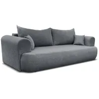 Deine Möbel 24 Schlafsofa BAKU Sofa Couch Bouclé-Stoff 247x90 cm Wohnzimmer, Creme Beige Hellgrau Grau Dunkelgrau Graubeige 2 Teile, mit Schlaffunktion grau
