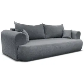 Deine Möbel 24 Schlafsofa BAKU Sofa Couch Bouclé-Stoff 247x90 cm Wohnzimmer, Creme Beige Hellgrau Grau Dunkelgrau Graubeige 2 Teile, mit Schlaffunktion grau