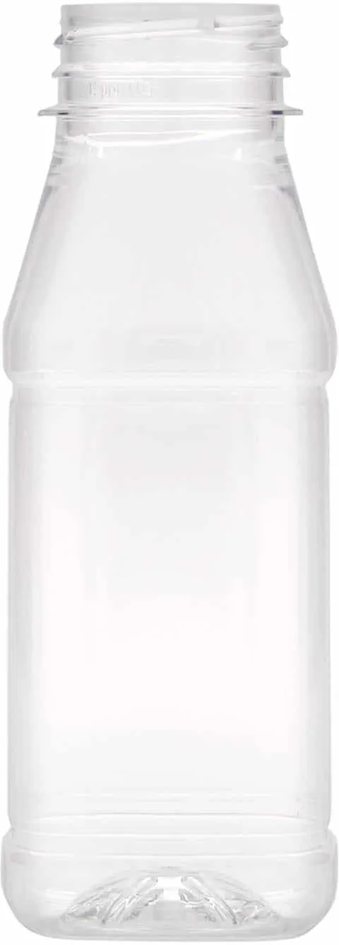 Botella de PET 'Milk and Juice Carré' de 250 ml, cuadrada, plástico, boca: 38 mm