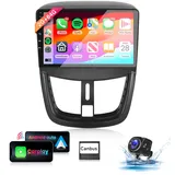 【8 Kern 2+64G】 Hodozzy Carplay Autoradio für Peugeot 207 2006-2015 Android Autoradio mit Navi,9 Zoll Touchscreen mit Android Auto/WiFi/GPS/RDS/FM/Bluetooth/USB/DSP+Canbus