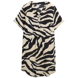 TOM TAILOR Damen Kleid aus Viskose, braun, Gemustert, Gr. 36