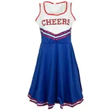 Funny Fashion Kostüm USA Cheerleader Kostüm für Damen, Party Karneval blau 40/42