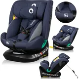 lionelo Autokindersitz Bastiaan One i-Size, ab Geburt bis 12 Jahren, ab 0 kg bis 36 kg, Dri-Seat, 360 Grad - Blue Navy - Blau