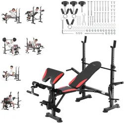 VEVOR Hantelbank Sit-Up-Bank Trainingsbank Einstellbar Faltbar 299kg Schwarz