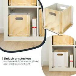 HMF Aufbewahrungsbox aus Holz zum Zusammenstecken, 2er Set, 25 cm + 32 cm, Weiß