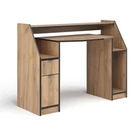 Vicco Joel, Eiche Schwarz 123 x 45 cm Gamingtisch PC-Tisch Schublade Tür