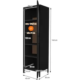 ML-Design Vitrinenschrank 45 x 145 x 35 cm Schwarz