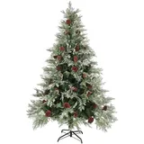 vidaXL Weihnachtsbaum mit Zapfen Grün und Weiß 150 cm PVC PE