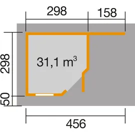 Weka Fides 2 4,50 x 3,00 m natur mit Anbau