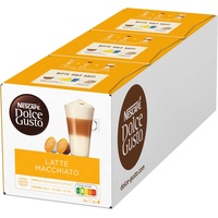 NESCAFÉ Dolce Gusto Latte Macchiato, 48 Kaffeekapseln, Aromatischer Espresso, 3-Schichten -Köstlichkeit aus feinem Milchschaum, Aromaversiegelte Kapseln, 3er Pack (3x16 Kapseln)