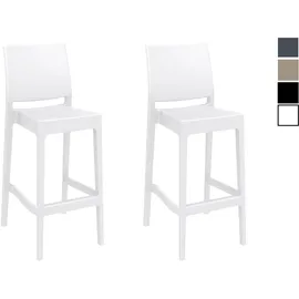 CLP 2er Set Barhocker Maya Aus Wetterbeständigem Kunststoff I 2x Tresenhocker Mit Fußstütze Und Hoher Rückenlehne