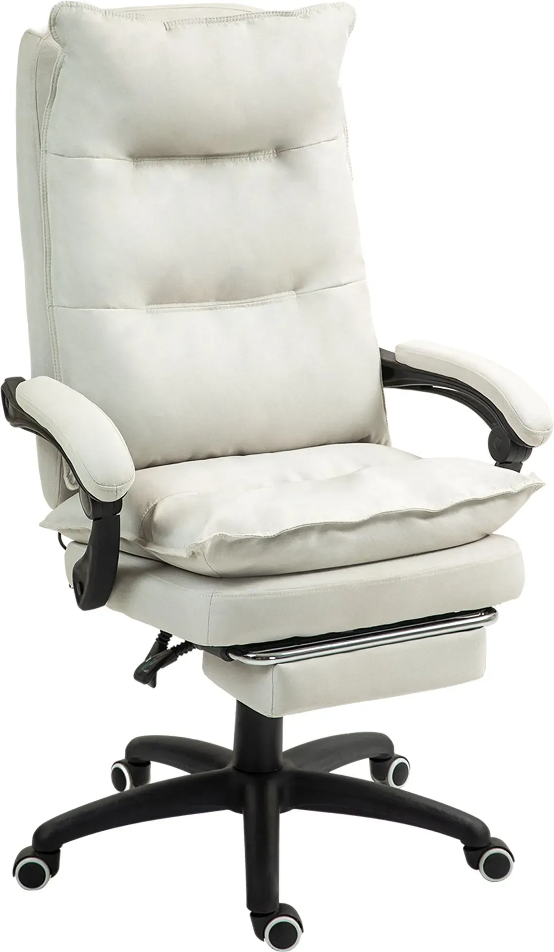 Vinsetto Bürostuhl mit 6 Punkt Massage, ergonomischer Gaming Sessel mit Liegefunktion, höheverstellbar Chefsessel mit Fußstütze, 120 kg belastbar, für Arbeitszimmer, Büro, Cremeweiß   Aosom