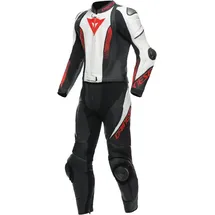 Dainese Laguna Seca 5 2-Teiler Motorrad Lederkombi, schwarz-weiss-rot, Größe 62 für Männer