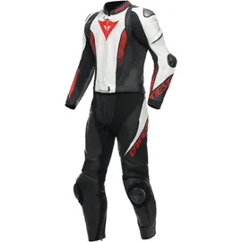 Dainese Laguna Seca 5 2-Teiler Motorrad Lederkombi, schwarz-weiss-rot, Größe 62 für Männer