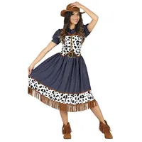 Fiestas GUiRCA Texas Cowgirl Kostüm Damen Rock – Cowboy Kleid im Western Jeans Look – Wild Wild West Faschingskostüme Damen Cowgirl Größe S 34-36