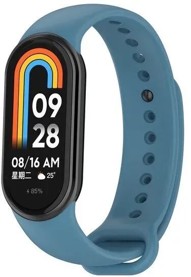Strap-it Xiaomi Smart Band 10 Armband Silikon für Xiaomi Smart Band 10 - Grau/Blau - Druckknopf Verschluss