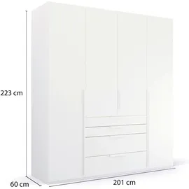 Rauch Drehtürenschrank Purisma 201 x 223 x 60 cm Weiß/Orange