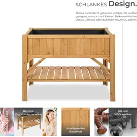Tectake Hochbeet mit Ablage 119 x 53 x 90 cm braun