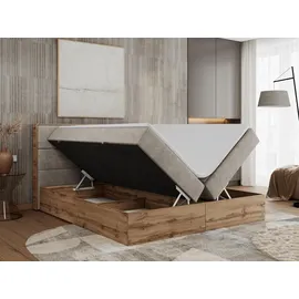 MKS Meble MKS Boxbett, Beige, Textil, 2-Sitzer, H4, 7-Zonen, Rechteckig, 160x200 cm, Schlafzimmer, Betten, Boxspringbetten