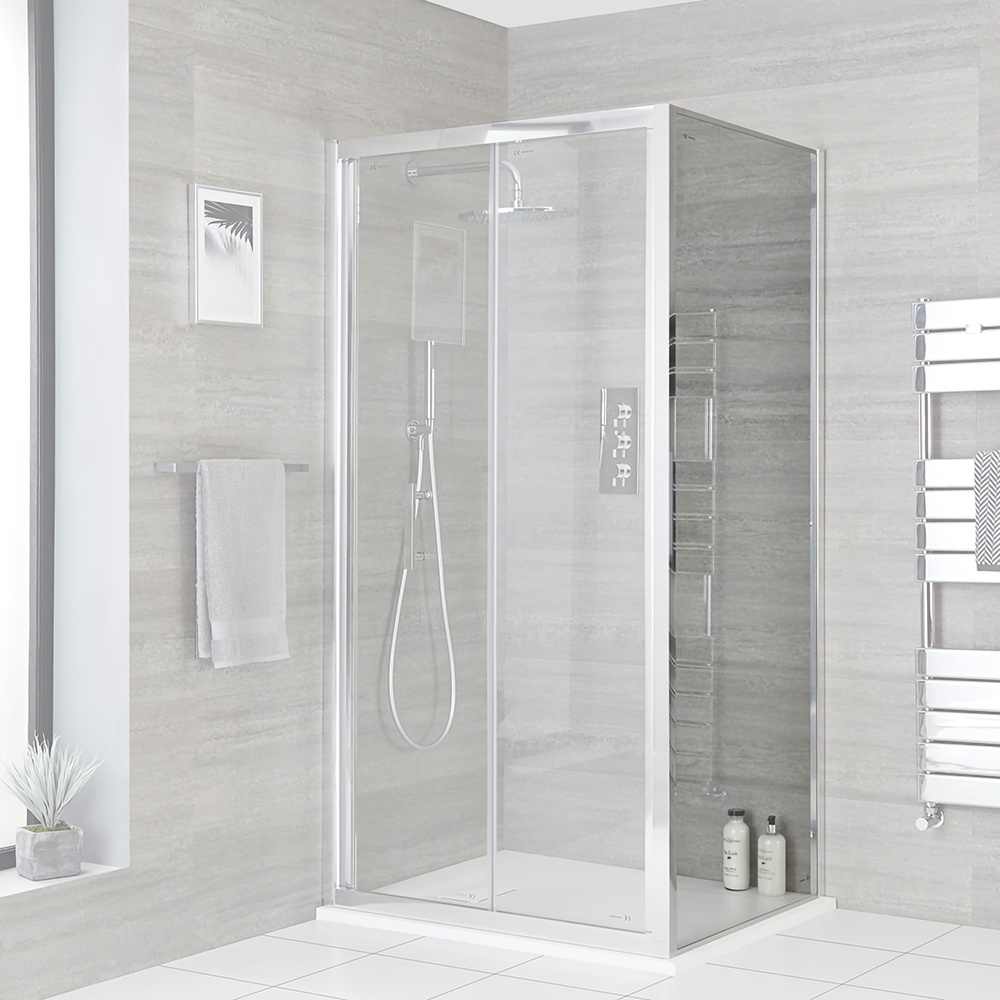 Seitenwand für Duschtür, Chrom, ab 700mm - Portland, von Hudson Reed