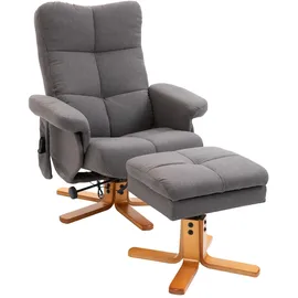 Homcom Relaxsessel Massagesessel Kunstleder 86 x 99 x 80 cm Dunkelgrau mit Hocker