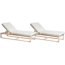 Beliani Sonnenliege 2er Set 200 x 65 x 85 cm Braun/Weiß