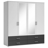 Schlafkontor Carryhome Kleiderschrank mit Spiegel«, inklusive 2 Spiegeltüren und 2 farblich abgesetzten Schubkästen, Weiß - 180x190x51 cm