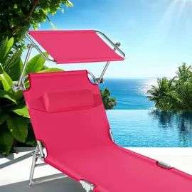 Tectake tectake® Gartenliege, klappbar, 4-fach verstellbare Rückenlehne mit Kopfpolster, 190 x 68 x 65 cm