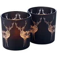 Edzard Teelichtglas Tiu Glas Schwarz