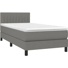 vidaXL Boxspringbett mit Matratze & LED Dunkelgrau 90x200 cm Stoff