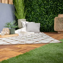 Primaflor In- und Outdoorteppich REVERSO Round Rhombus Braun 120x160cm