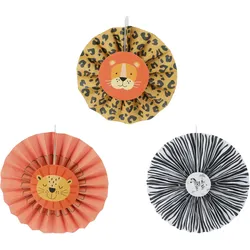 3 Papier Rosetten 20cm Tiermuster Tiere Motiv Papierfächer Papierrosetten Deko Dekofächer Papierdeko Hängedeko Geburtstagsdeko Kindergeburtstag
