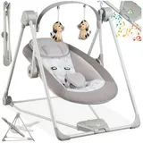 Tectake Babyschaukel Dogs Klappbar Truespeed Technologie Mit 5 Geschwindigkeitsstufen Timerfunktion Mit Drei Zeiteinstellungen und Abschaltautomatik