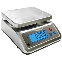 Küchenwaage SAN INOX mit einer Kapazität von 15 kg und 230x190mm. Geeichte Waage aus Edelstahl.