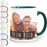 SpecialMe® personalisierte Fototasse mit eigenem Foto persönliches Geschenk Kaffeetasse mit Bild selbst gestalten inner-grün Keramik-Tasse